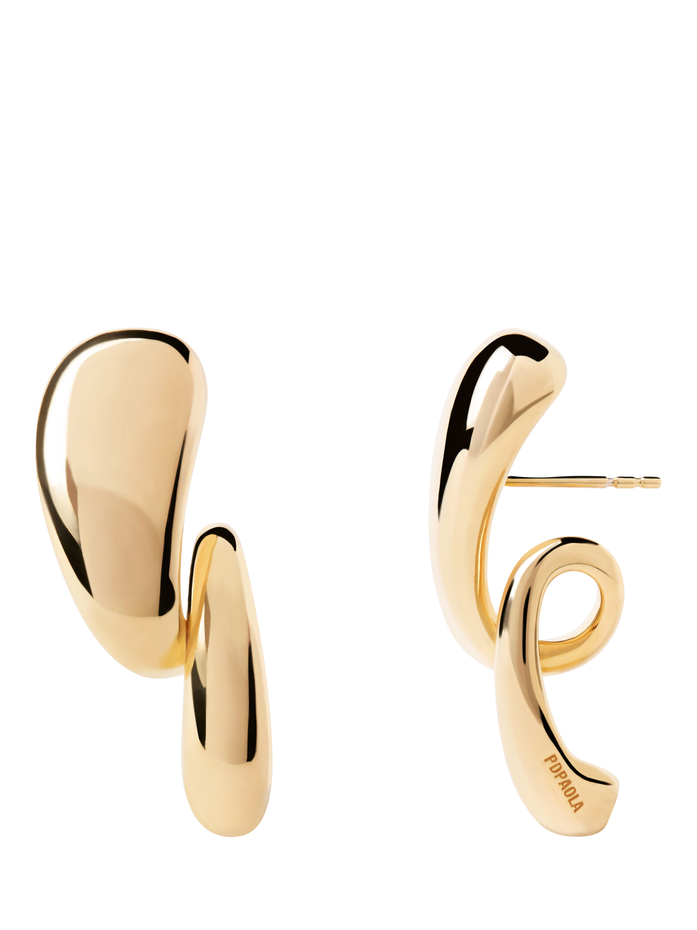 Product image 2 of 4, which shows PDPAOLA 18ct Gold Plated Twisted Drop Earrings, Yellow Gold