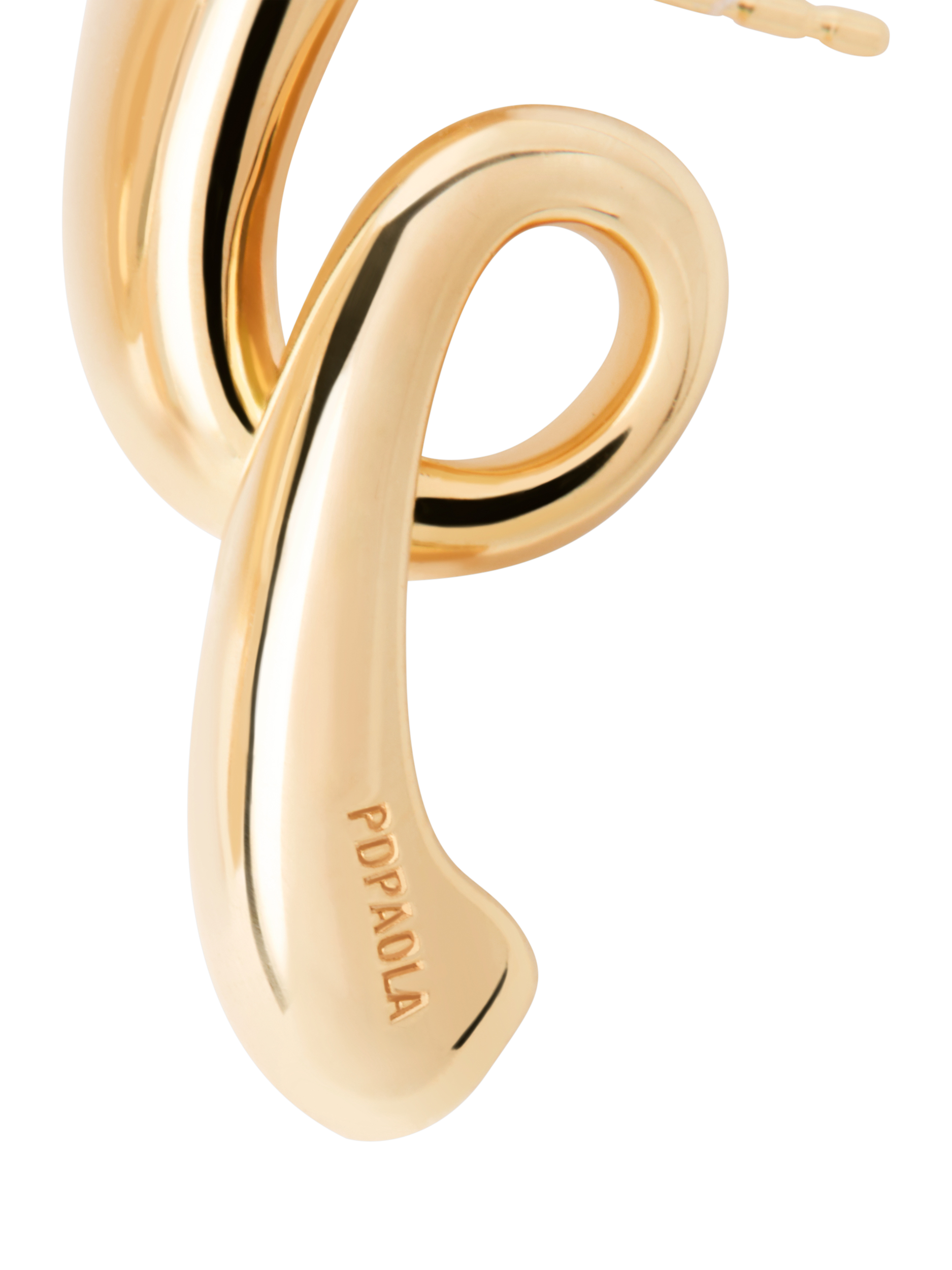 Product image 4 of 4, which shows PDPAOLA 18ct Gold Plated Twisted Drop Earrings, Yellow Gold