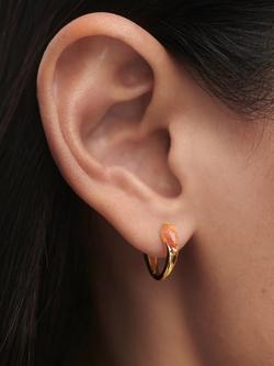 PDPAOLA 18ct Gold Plated Sunstone Huggie Hoop Earrings, Yellow Gold - view 2, Yellow Gold