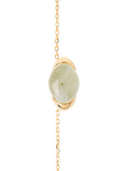 PDPAOLA 18ct Gold Plated Prehnite Oval Chain Necklace, Yellow Gold - view 2, Yellow Gold