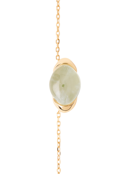 PDPAOLA 18ct Gold Plated Prehnite Oval Chain Necklace, Yellow Gold - view 2, Yellow Gold