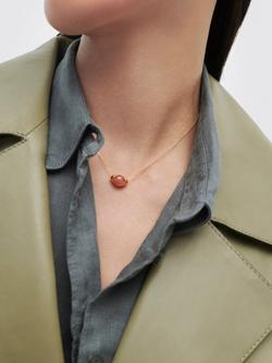 PDPAOLA 18ct Gold Plated Sunstone Oval Chain Necklace, Yellow Gold - view 2, Yellow Gold