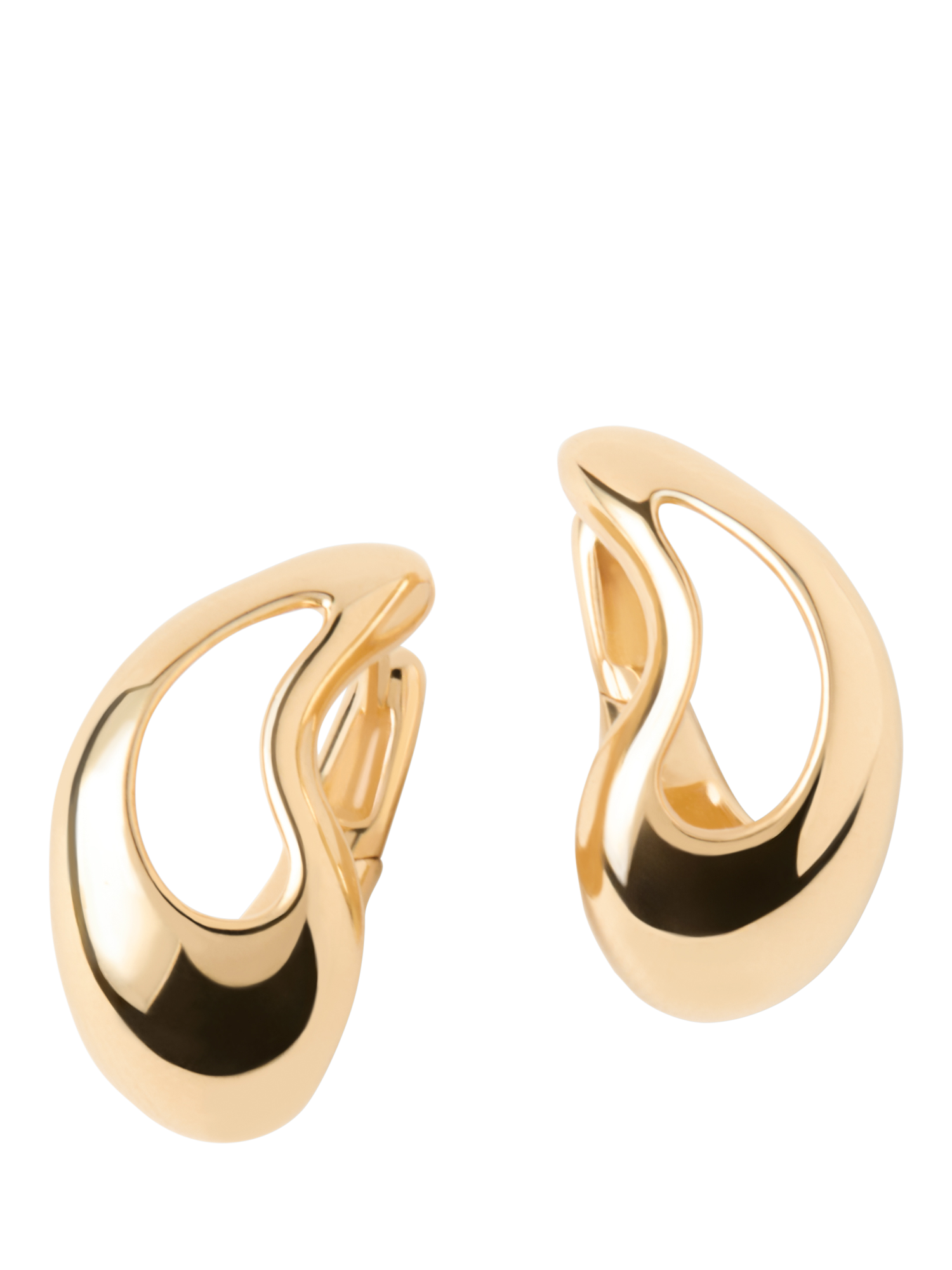 Product image 2 of 8, which shows PDPAOLA 18ct Gold Plated Sculptural Hoop Drop Earrings, Yellow Gold