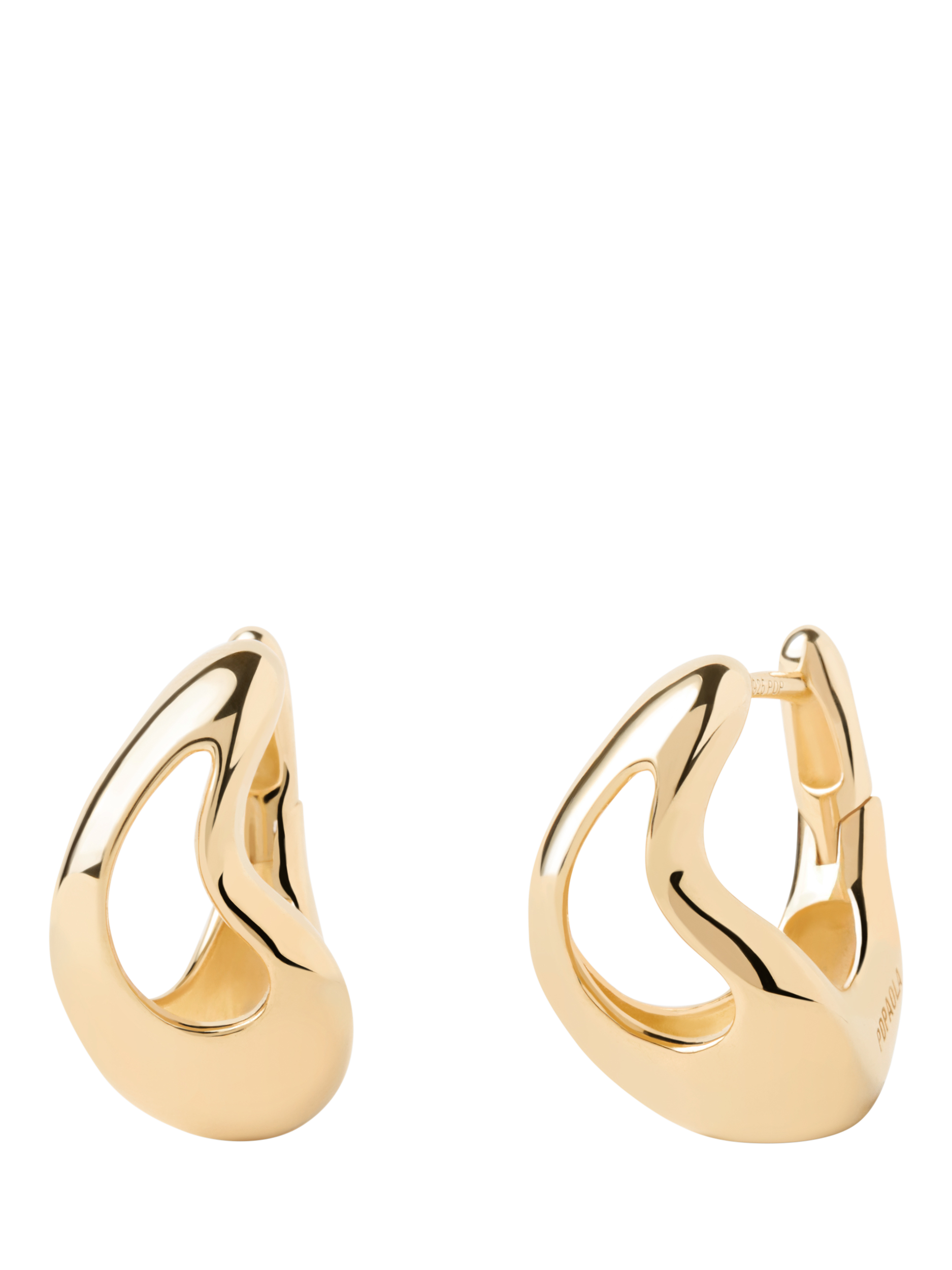 Product image 6 of 8, which shows PDPAOLA 18ct Gold Plated Sculptural Hoop Drop Earrings, Yellow Gold