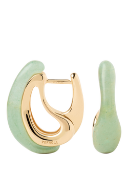 PDPAOLA 18ct Gold Plated Aventurine Wavy Hoop Drop Earrings, Yellow Gold - view 2, Yellow Gold