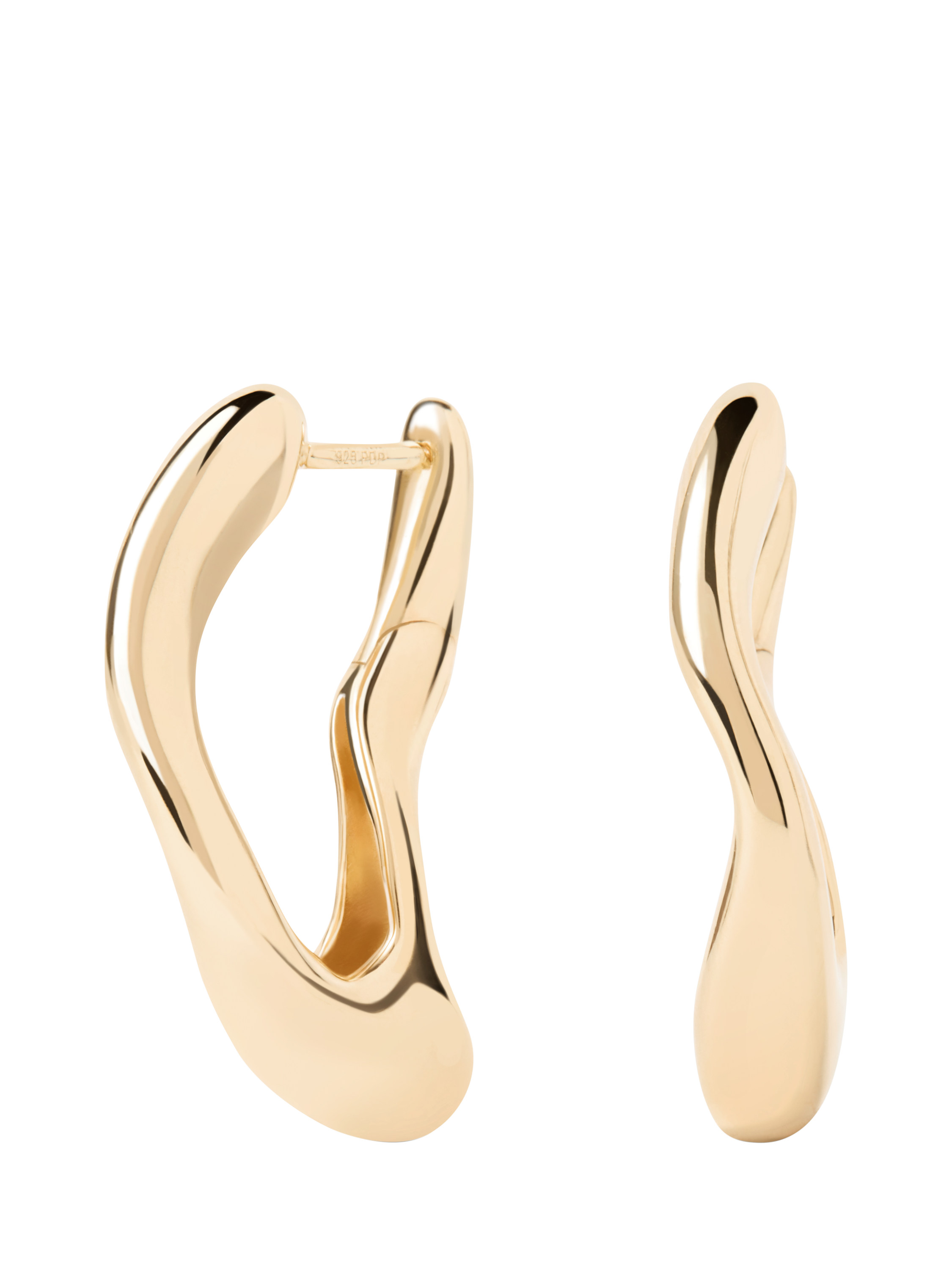 Product image 1 of 4, which shows PDPAOLA 18ct Gold Plated Abstract Sculptural Hoop Earrings, Yellow Gold