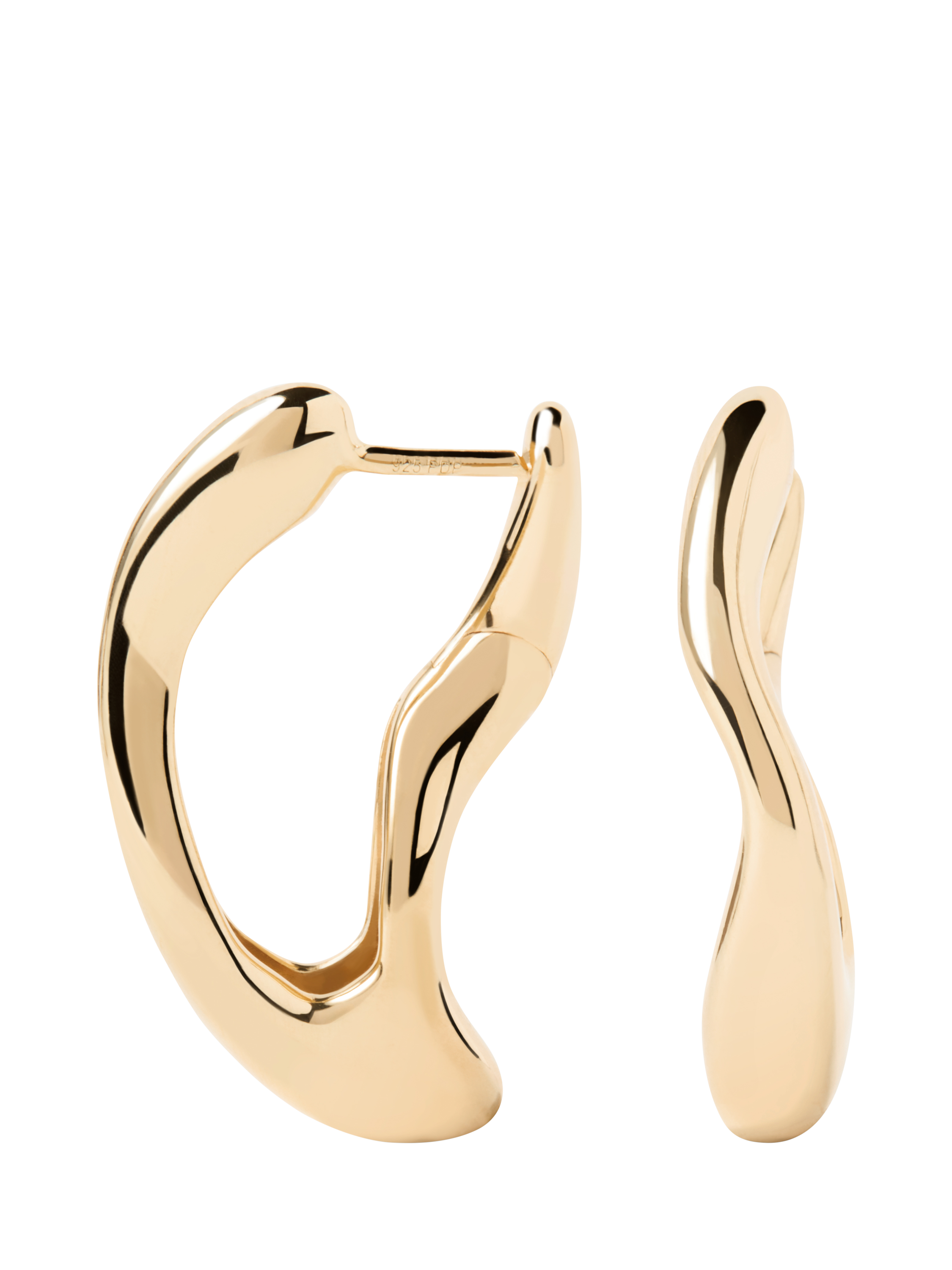 Product image 2 of 4, which shows PDPAOLA 18ct Gold Plated Abstract Sculptural Hoop Earrings, Yellow Gold