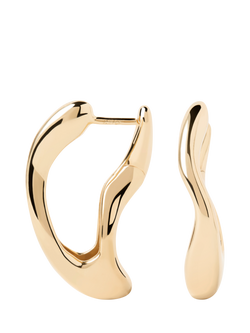 PDPAOLA 18ct Gold Plated Abstract Sculptural Hoop Earrings, Yellow Gold - view 2, Yellow Gold