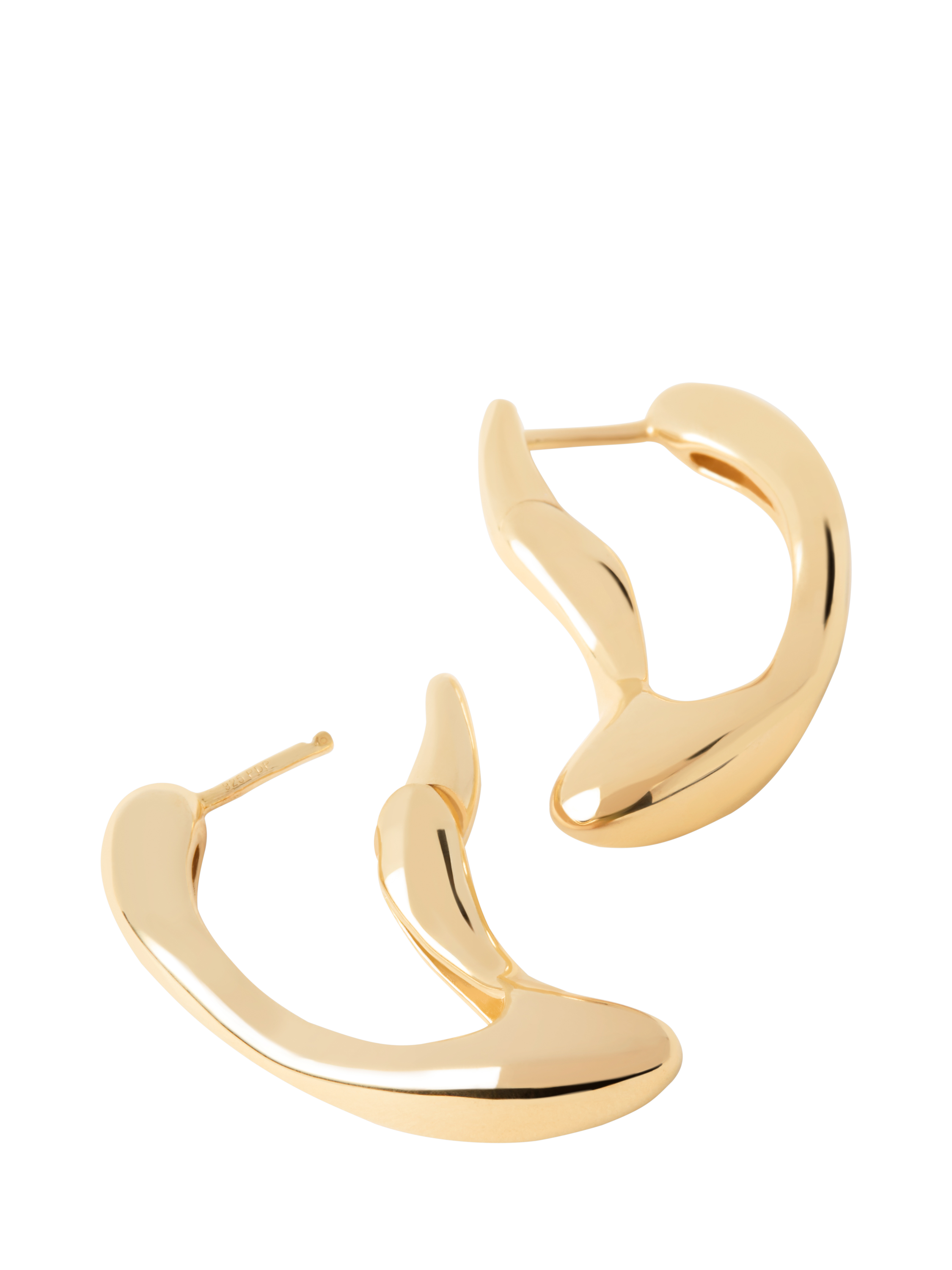 Product image 3 of 4, which shows PDPAOLA 18ct Gold Plated Abstract Sculptural Hoop Earrings, Yellow Gold