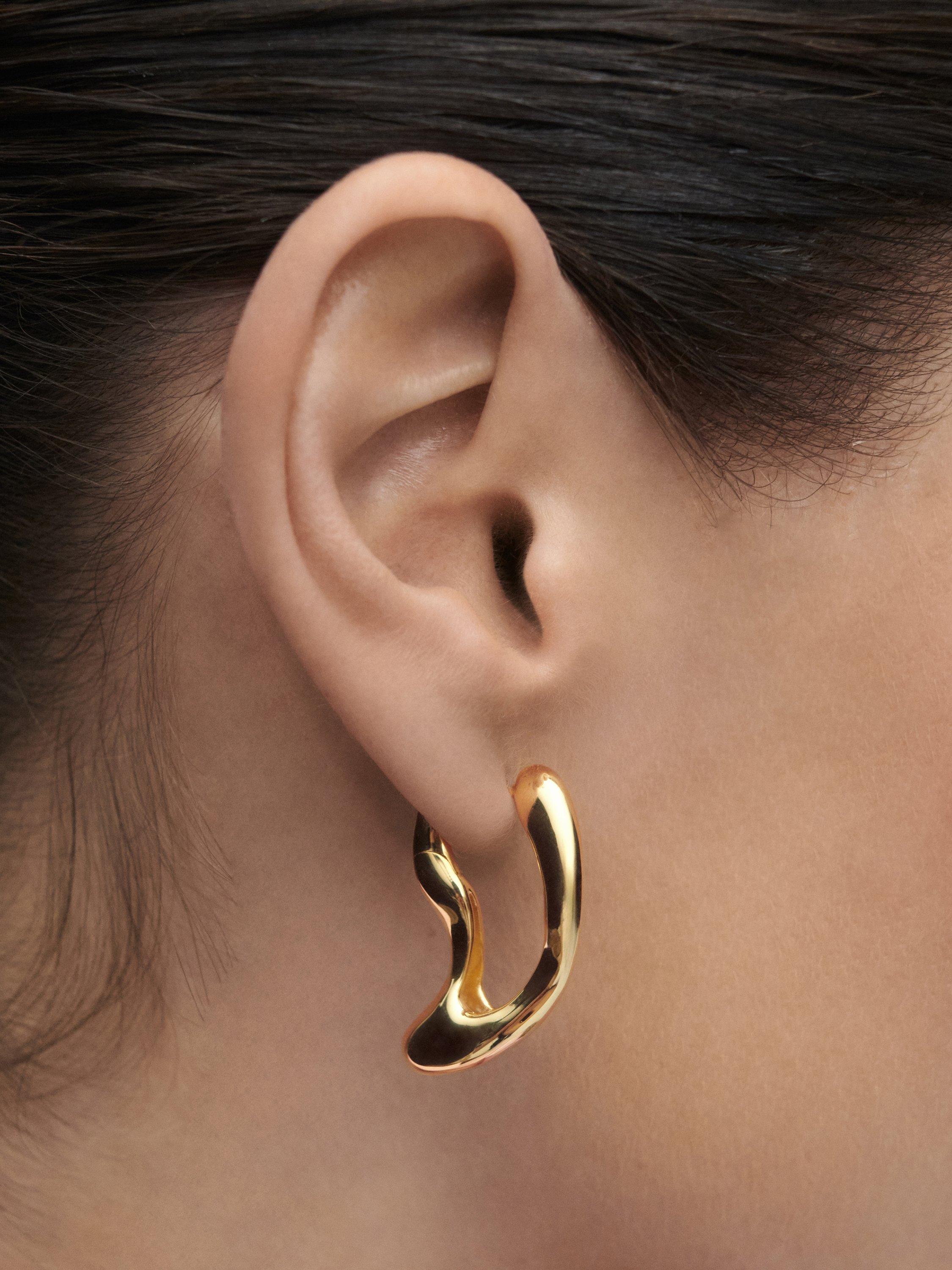 Product image 4 of 4, which shows PDPAOLA 18ct Gold Plated Abstract Sculptural Hoop Earrings, Yellow Gold