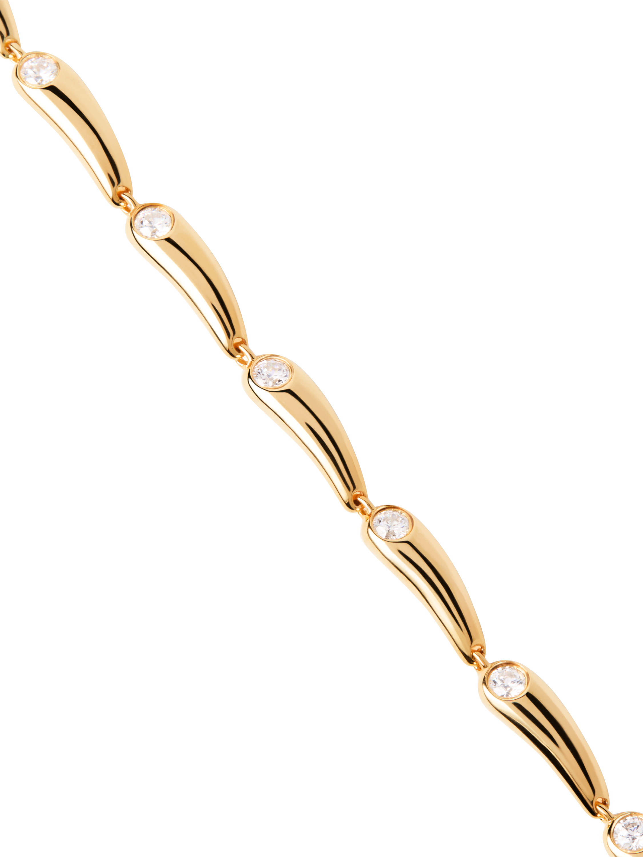 Product image 6 of 6, which shows PDPAOLA 18ct Gold Plated Cubic Zirconia Drop Shaped Chain Bracelet, Yellow Gold