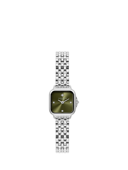Olivia Burton Grosvenor Mini Bracelet Strap Watch, Green/Silver, Green