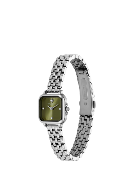 Olivia Burton Grosvenor Mini Bracelet Strap Watch, Green/Silver - view 2, Green
