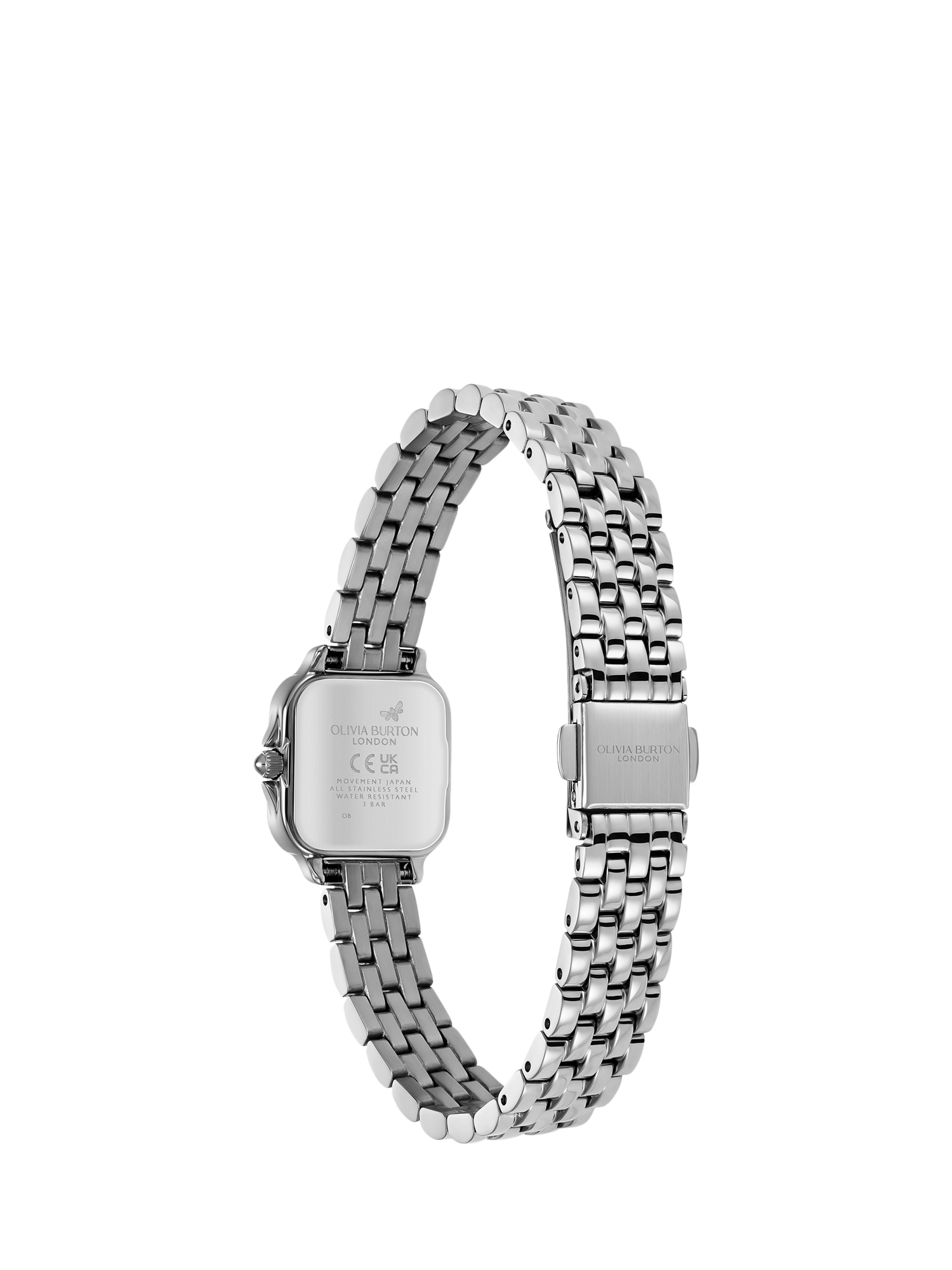 Product image 5 of 8, which shows Olivia Burton Grosvenor Mini Bracelet Strap Watch, Green/Silver