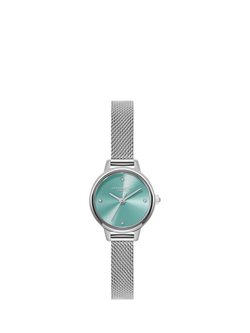 Olivia Burton Women's Mini Classics Crystal Mesh Bracelet Strap Watch, Blue