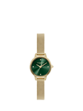 Olivia Burton Women's Mini Classics Crystal Mesh Bracelet Strap Watch, Green
