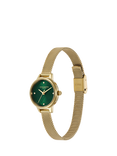 Olivia Burton Women's Mini Classics Crystal Mesh Bracelet Strap Watch, Green
