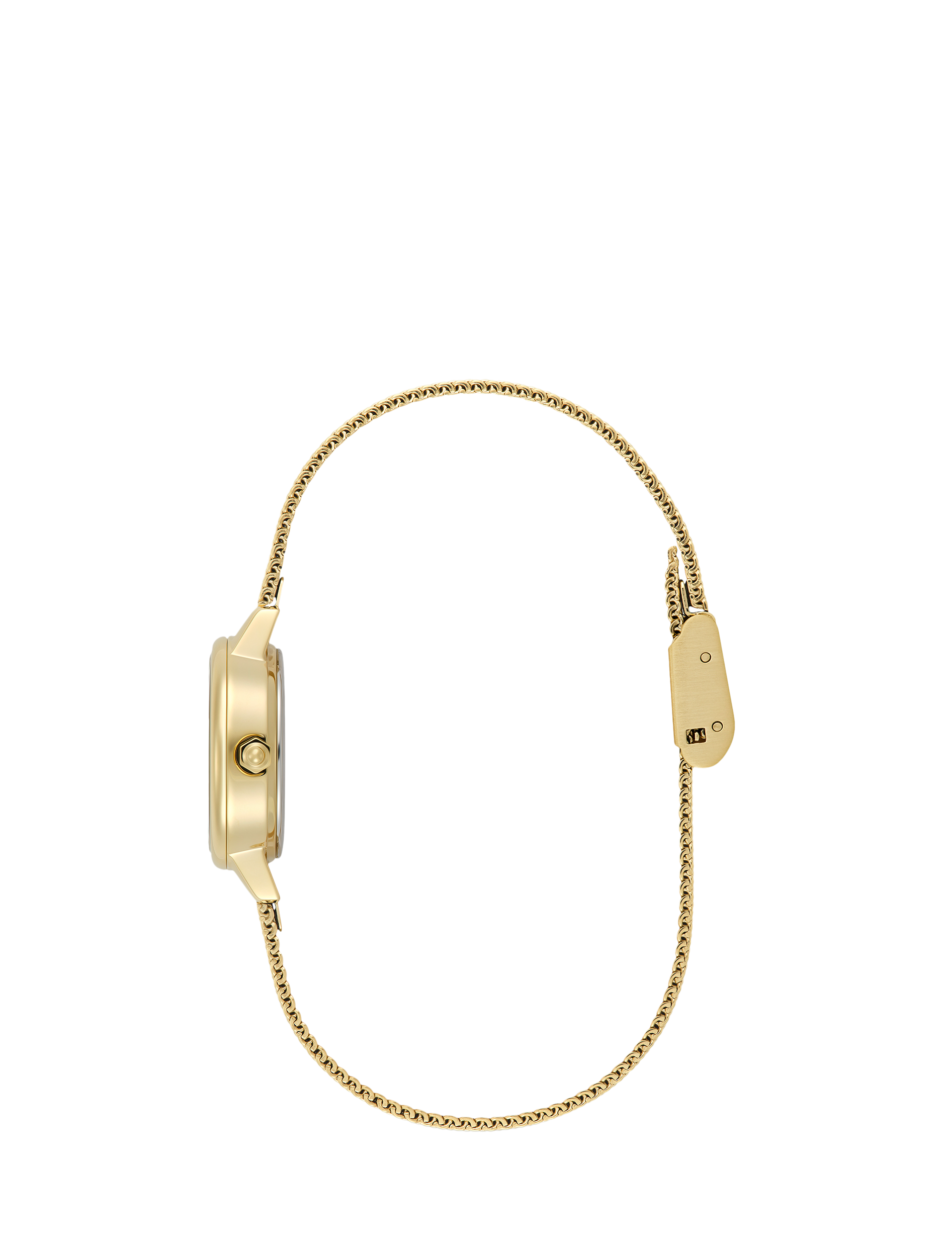Product image 5 of 8, which shows Olivia Burton Women's Mini Classics Crystal Mesh Bracelet Strap Watch, Green/Gold