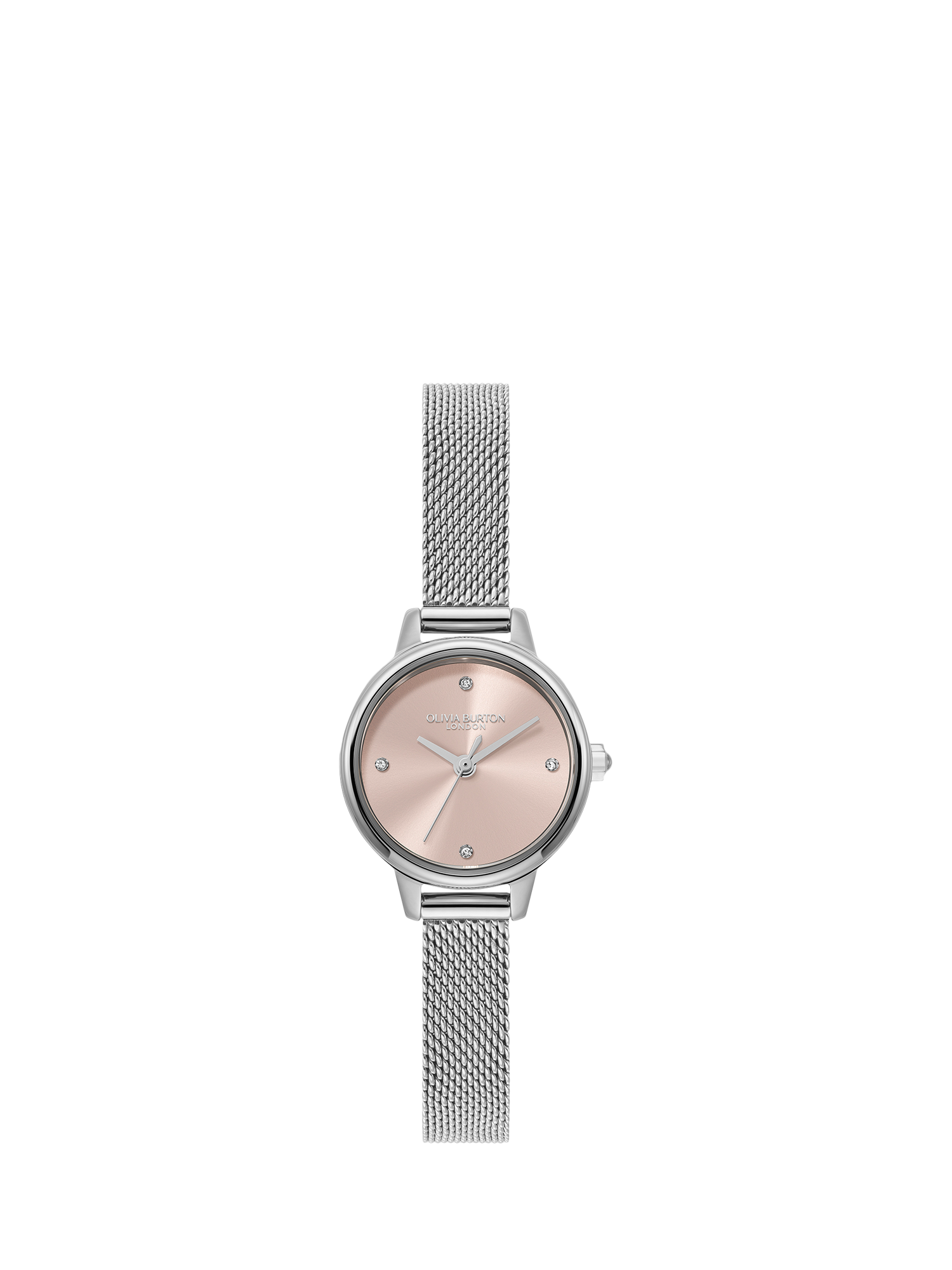 Product image 1 of 6, which shows Olivia Burton Women's Mini Classics Crystal Mesh Bracelet Strap Watch, Pink/Silver