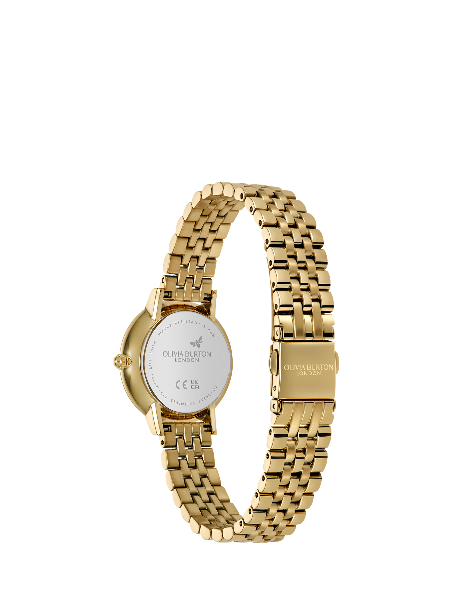 Product image 6 of 8, which shows Olivia Burton Ultra Slim Honeycomb Bracelet Strap Watch, Green/Gold