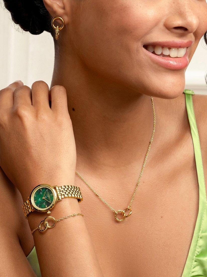 Product image 7 of 8, which shows Olivia Burton Ultra Slim Honeycomb Bracelet Strap Watch, Green/Gold