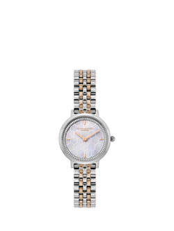 Olivia Burton Women's Ultra Slim Honeycomb Dial Bracelet Strap Watch, Multi/Silver, Multi/Silver