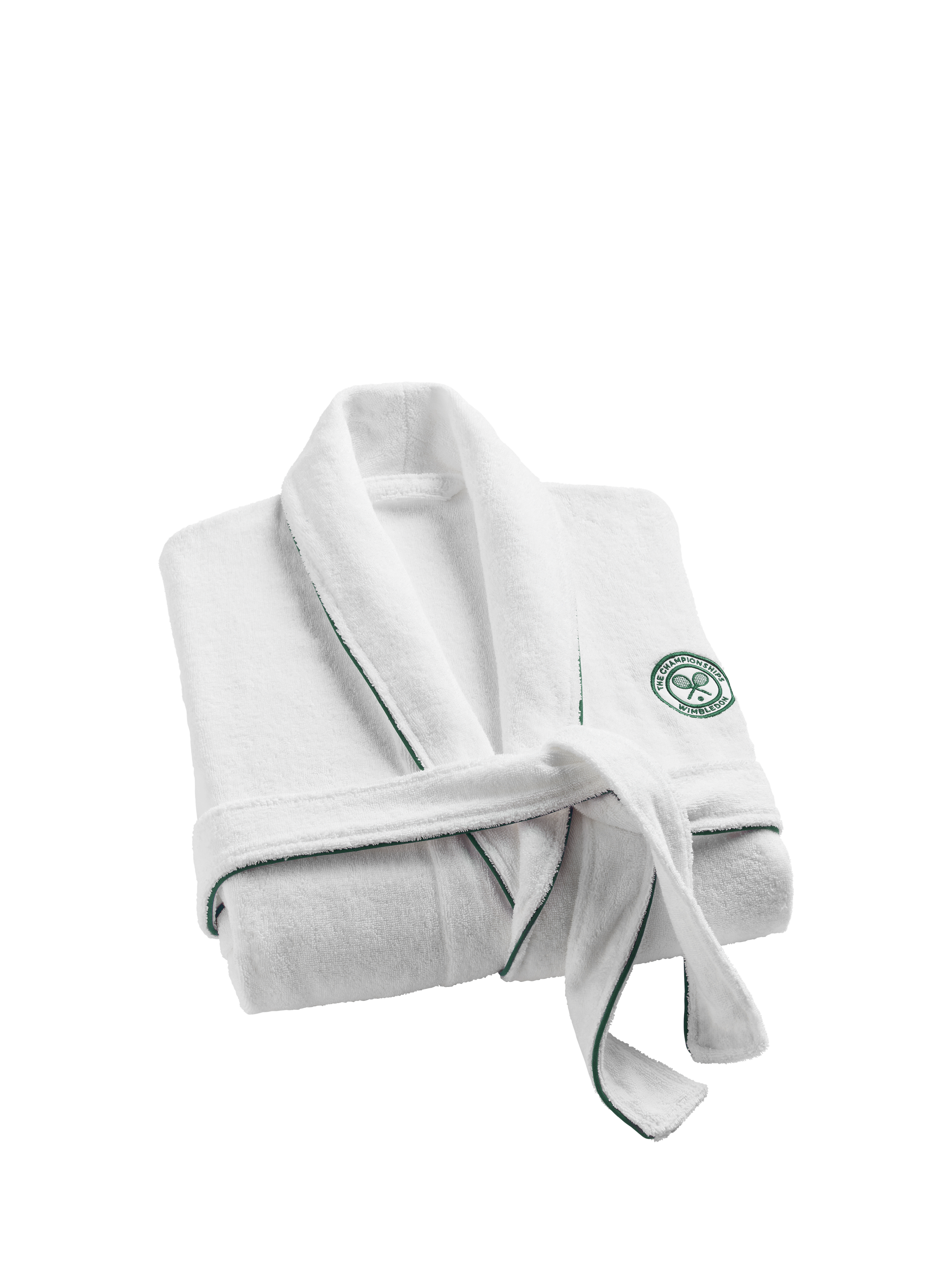 Product image 1 of 3, which shows Christy Wimbledon Baseline Bath Robe White/Green, M-L