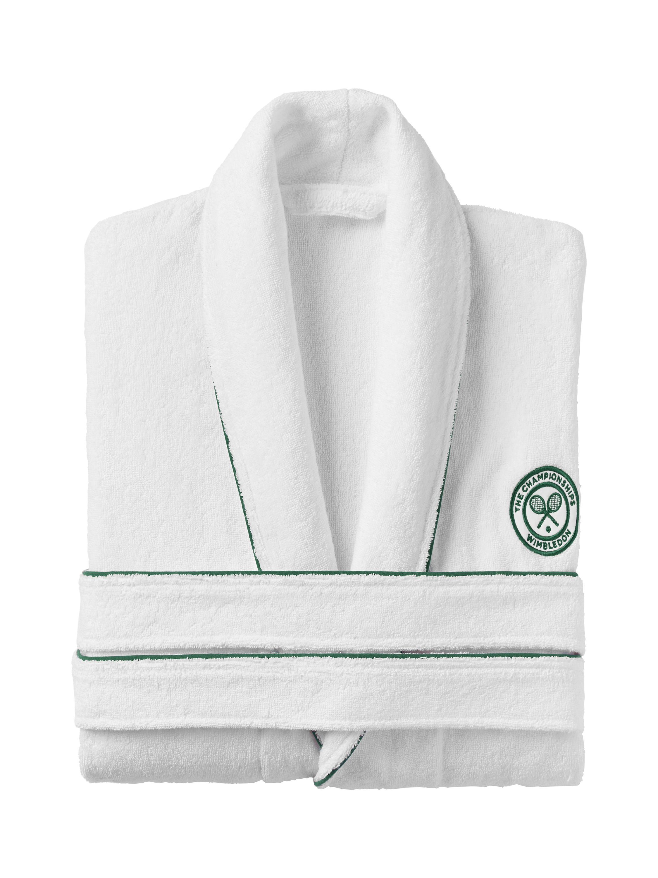 Product image 2 of 3, which shows Christy Wimbledon Baseline Bath Robe White/Green, M-L