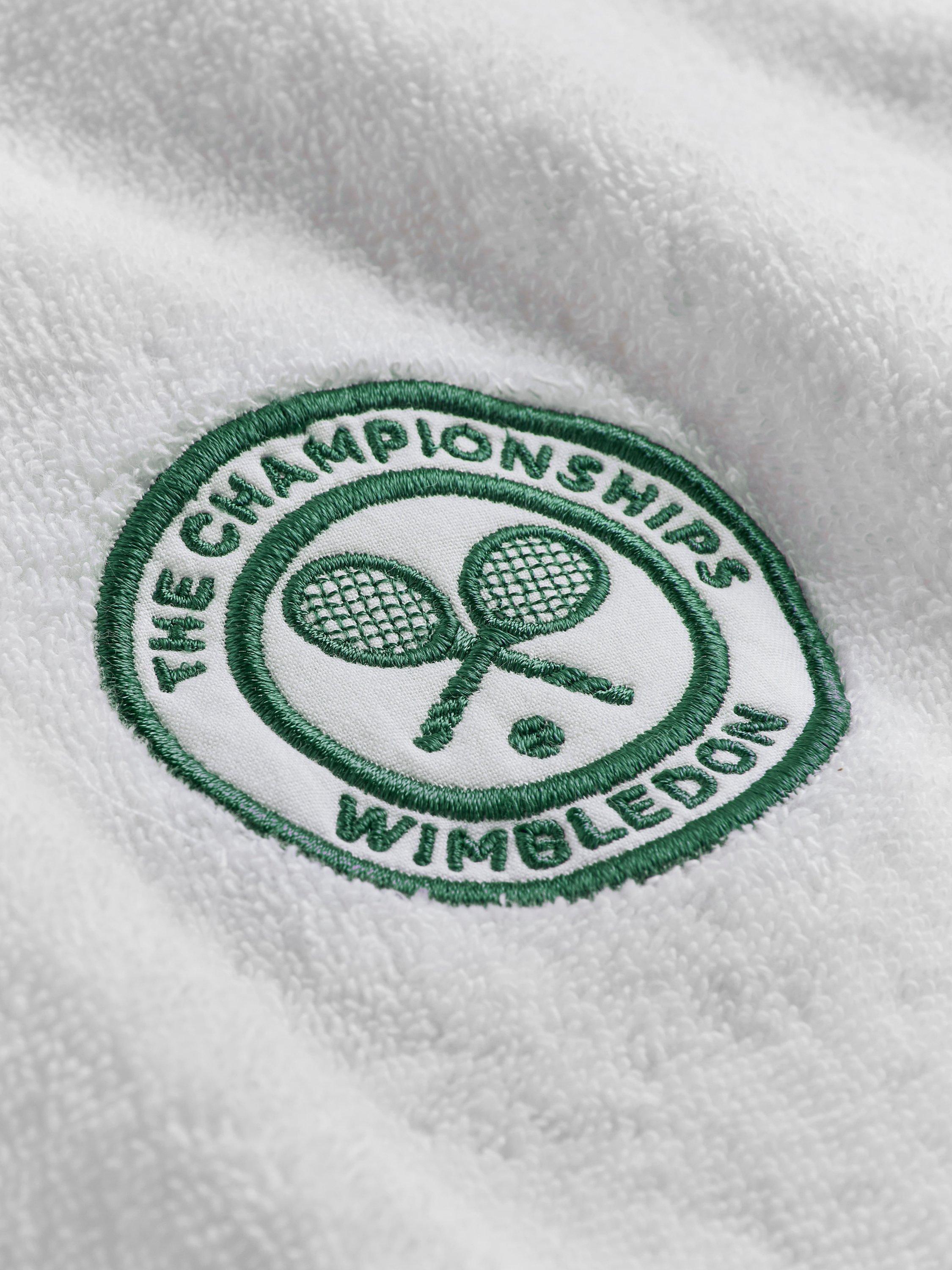 Product image 3 of 3, which shows Christy Wimbledon Baseline Bath Robe White/Green, M-L
