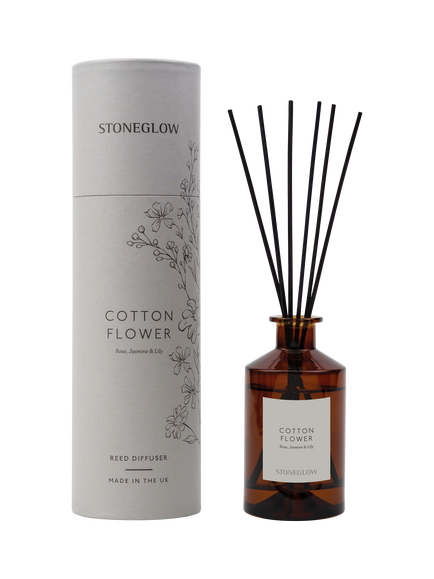 Stoneglow Cotton Flower Reed Diffuser, 160ml, Grey