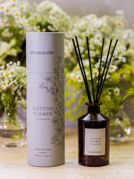 Stoneglow Cotton Flower Reed Diffuser, 160ml - view 2, Grey