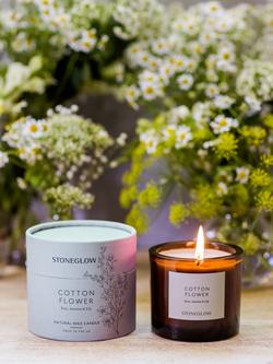 Stoneglow Cotton Flower Scented Candle, 210g - view 2, Grey