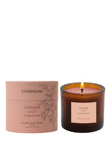 Stoneglow Ginger Lily Scented Candle, 210g, Pink