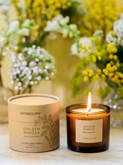Stoneglow Golden Mimosa Scented Candle, 210g - view 2, Yellow