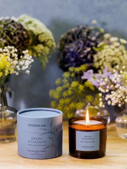 Stoneglow Grape Hyacinth Scented Candle, 210g - view 2, Blue