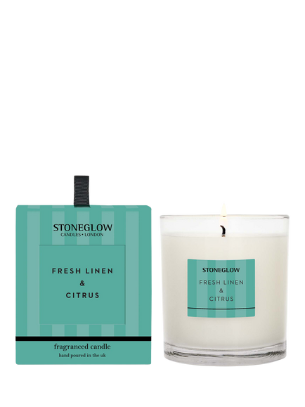 Stoneglow Linen & Citrus Scented Candle, 200g, Green