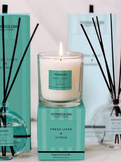 Stoneglow Linen & Citrus Scented Candle, 200g - view 2, Green