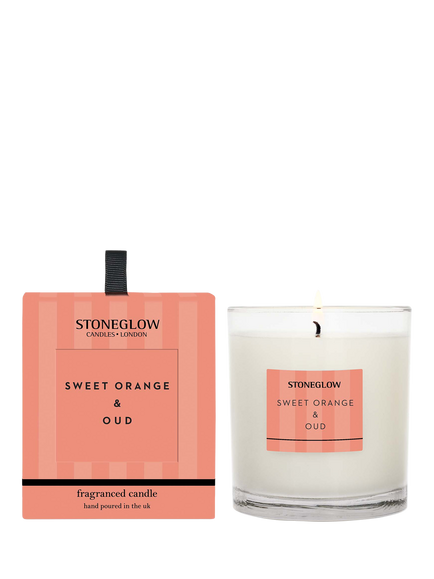 Stoneglow Sweet Orange & Oud Scented Candle, 200g, Orange