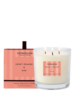 Stoneglow Orange & Oud 3 Wick Scented Candle, 760g, Orange