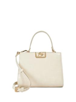 Dune London Dilly Patent Croc Effect Faux Leather Grab Bag, Cream, Cream