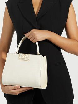 Dune London Dilly Patent Croc Effect Faux Leather Grab Bag, Cream - view 2, Cream
