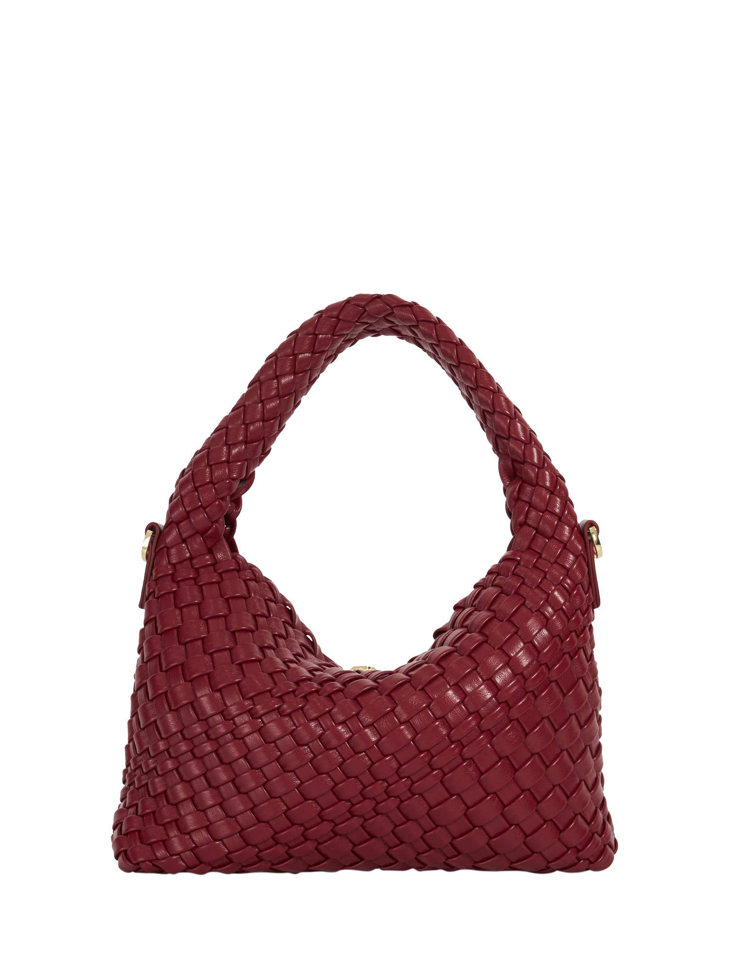 Product image 1 of 4, which shows Dune London Dinkideliberate Woven Shoulder Bag, Burgundy