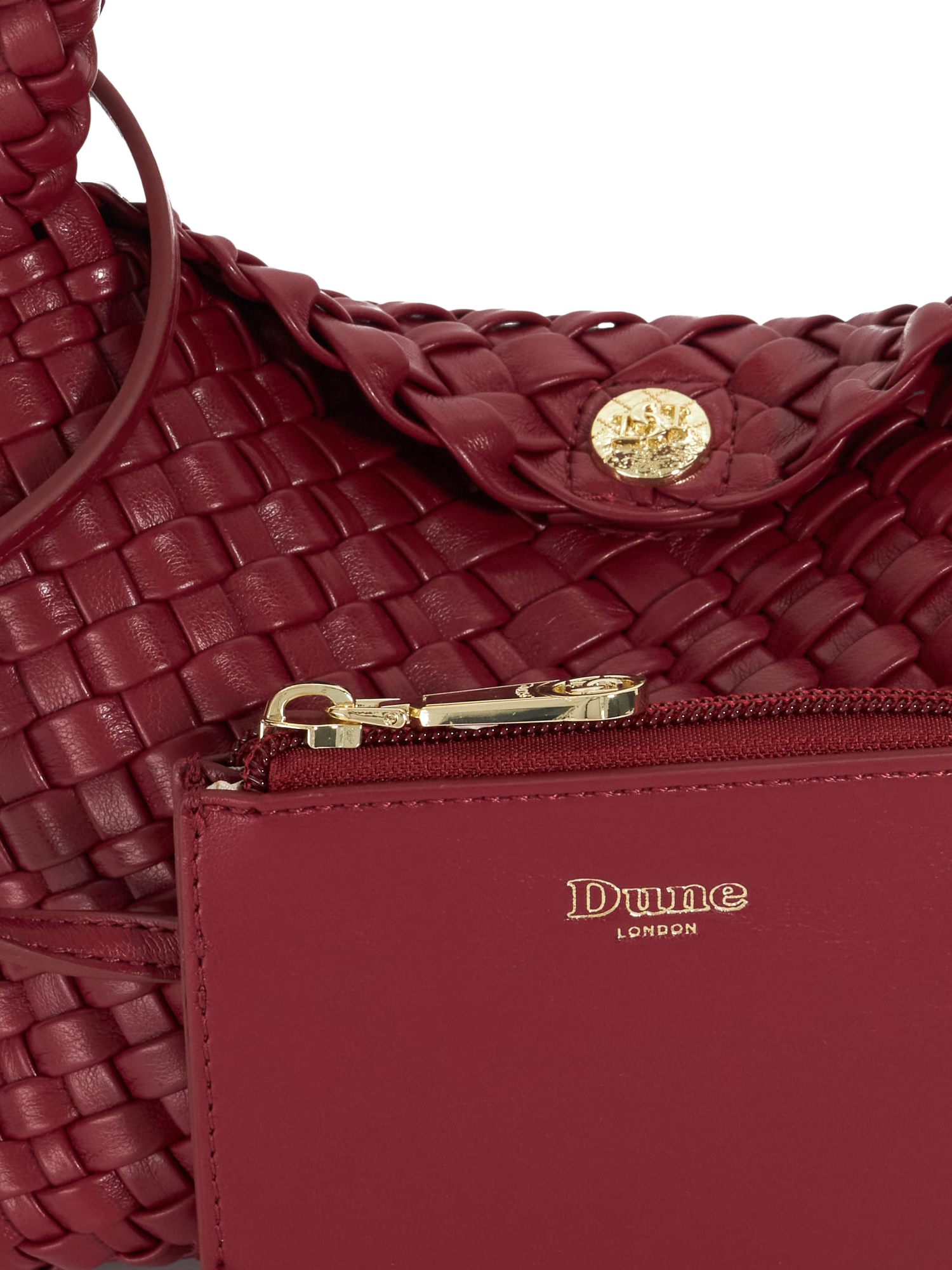 Product image 4 of 4, which shows Dune London Dinkideliberate Woven Shoulder Bag, Burgundy