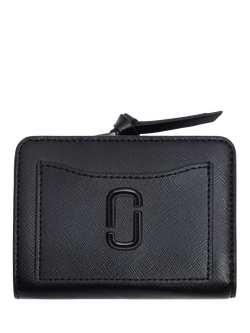 Marc Jacobs Leather The Utility Snapshot Mini Compact Wallet, Black, Black