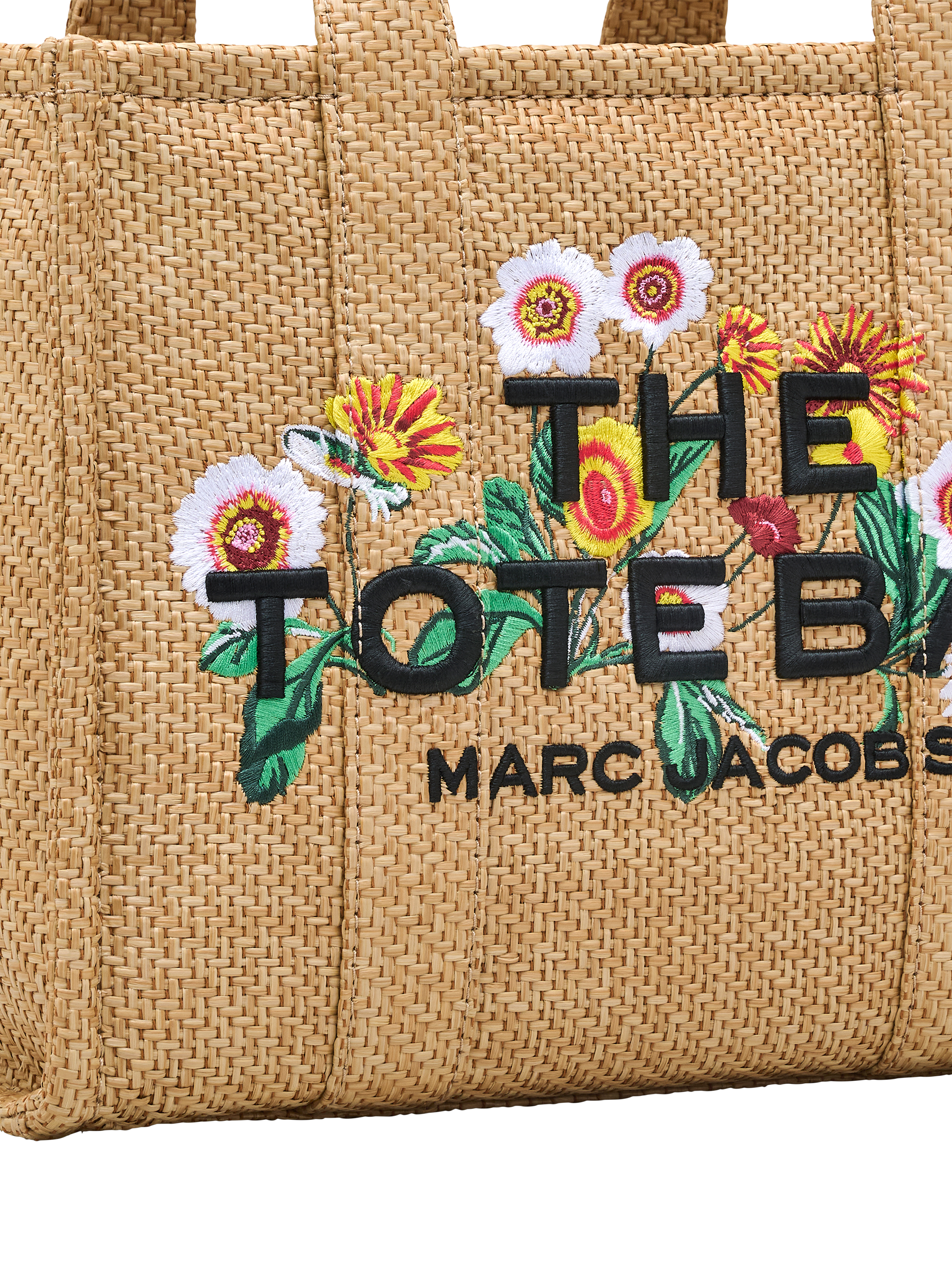 Product image 5 of 9, which shows Marc Jacobs Canvas Floral Embroidered The Medium Tote Bag, Natural