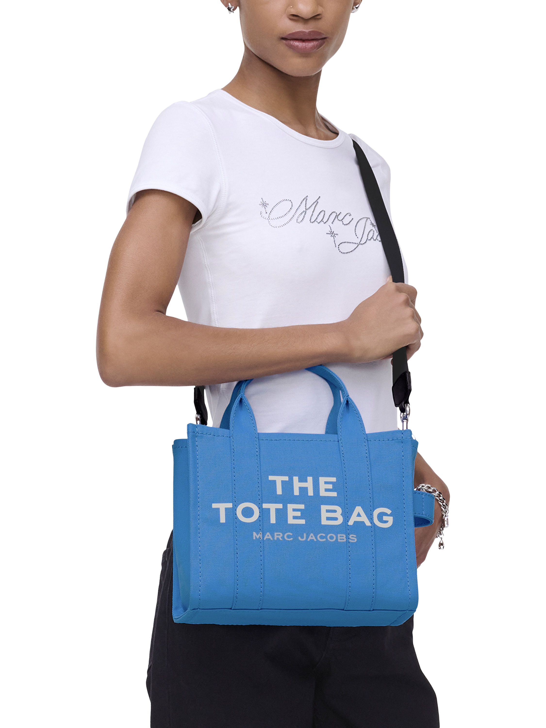 Product image 2 of 8, which shows Marc Jacobs Cotton Canvas The Small Tote Bag, Spring Blue