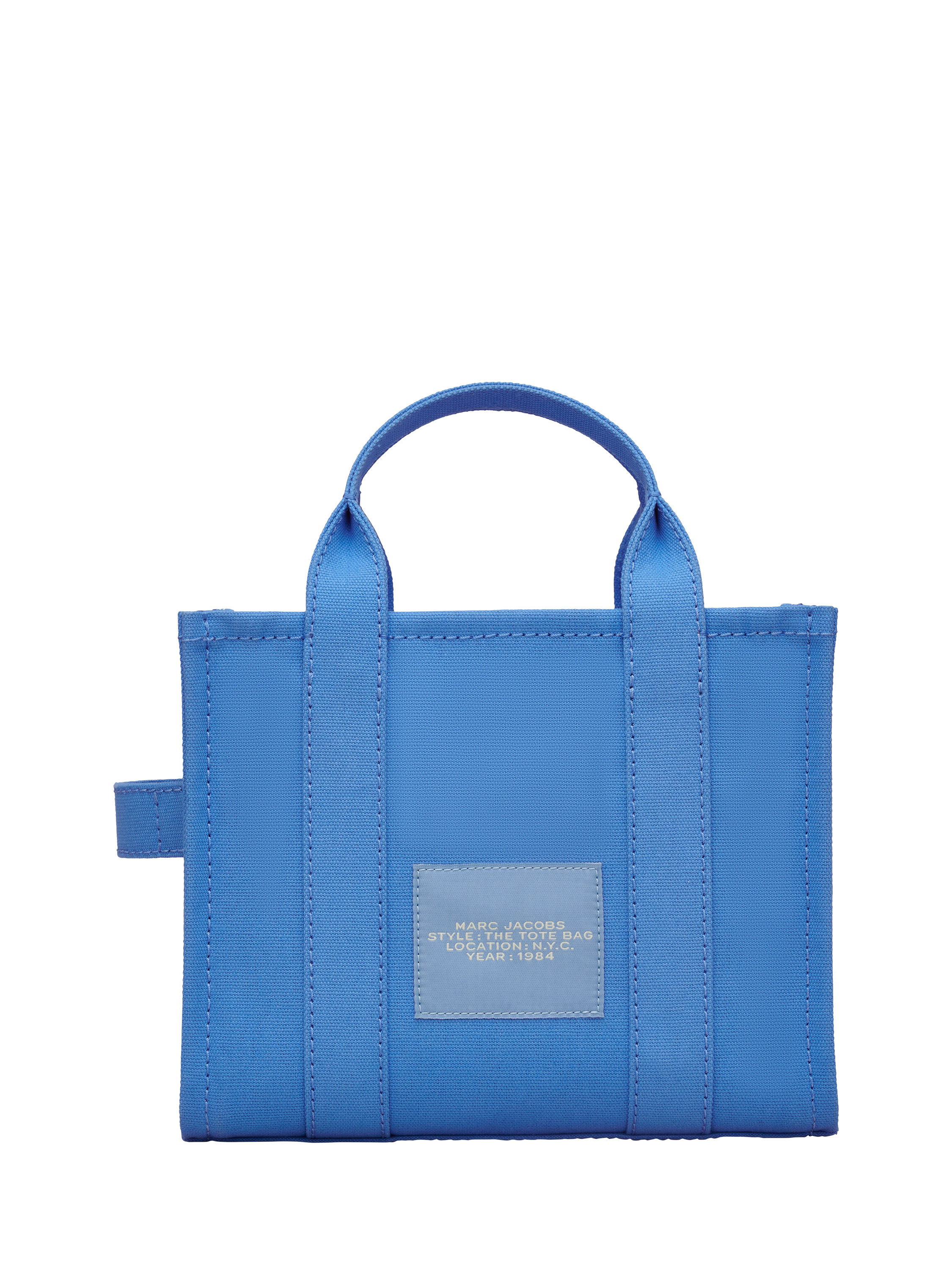 Product image 3 of 8, which shows Marc Jacobs Cotton Canvas The Small Tote Bag, Spring Blue