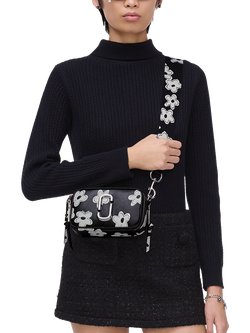 Marc Jacobs Leather Daisy The Snapshot Crossbody Bag, Blk/Wht - view 2, Blk/Wht