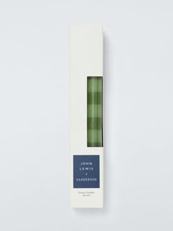 John Lewis x Sanderson Stripe Dinner Candles, Set of 4, Green & Terracotta, Green & Terracotta