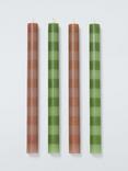 John Lewis x Sanderson Stripe Dinner Candles, Set of 4, Green & Terracotta